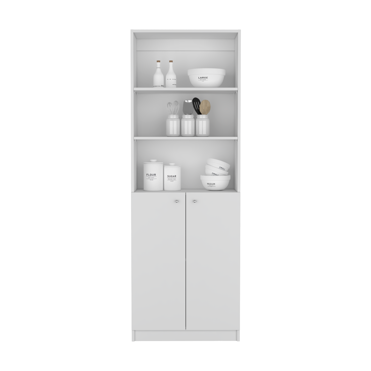 Bookcase Dual-Door Benzoni, Office, White