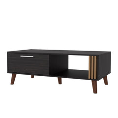 Wengue Coffee Table with a Door and Open Storage