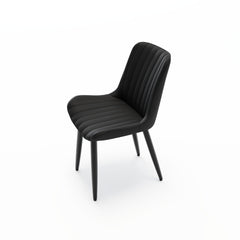 Set of 2 Modern PU Leather Dining Chairs with Thick Cushions & Metal Legs, Armless Faux Leather Side Chairs for Kitchen, Dining Room