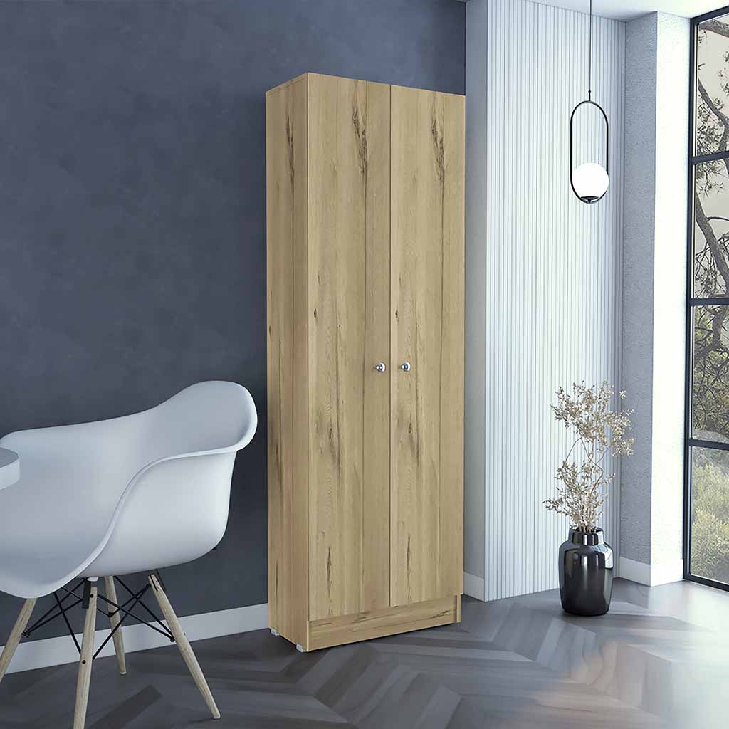 Storage Cabinet Pipestone, Five Shelves, Light Oak / Black Wengue Finish