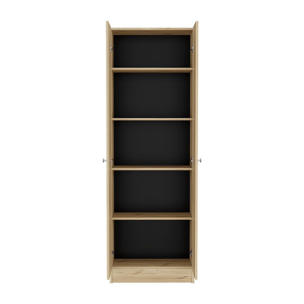 Storage Cabinet Pipestone, Five Shelves, Light Oak / Black Wengue Finish