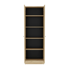 Storage Cabinet Pipestone, Five Shelves, Light Oak / Black Wengue Finish