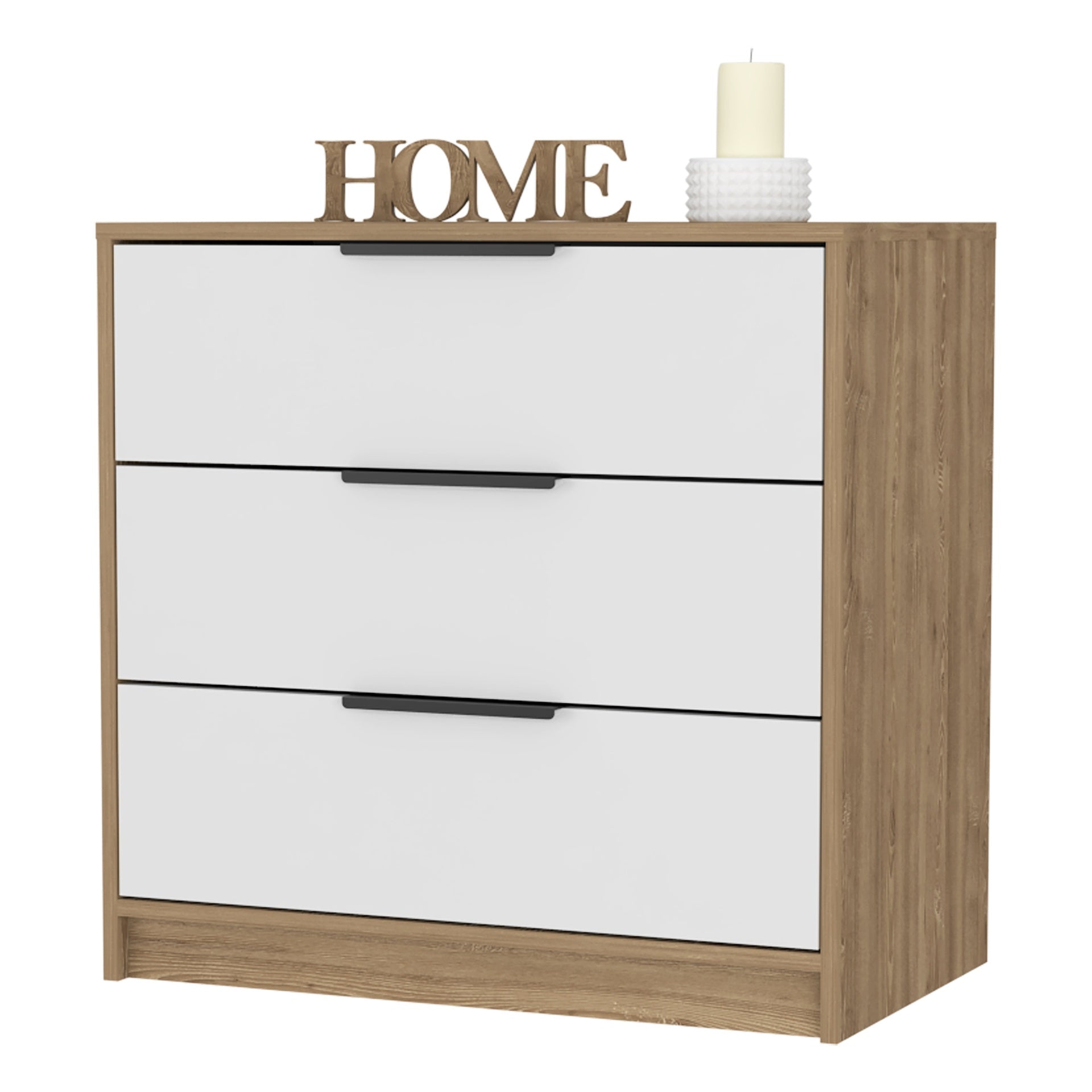 3 Drawers Dresser Maryland, Superior Top, White / Pine Finish