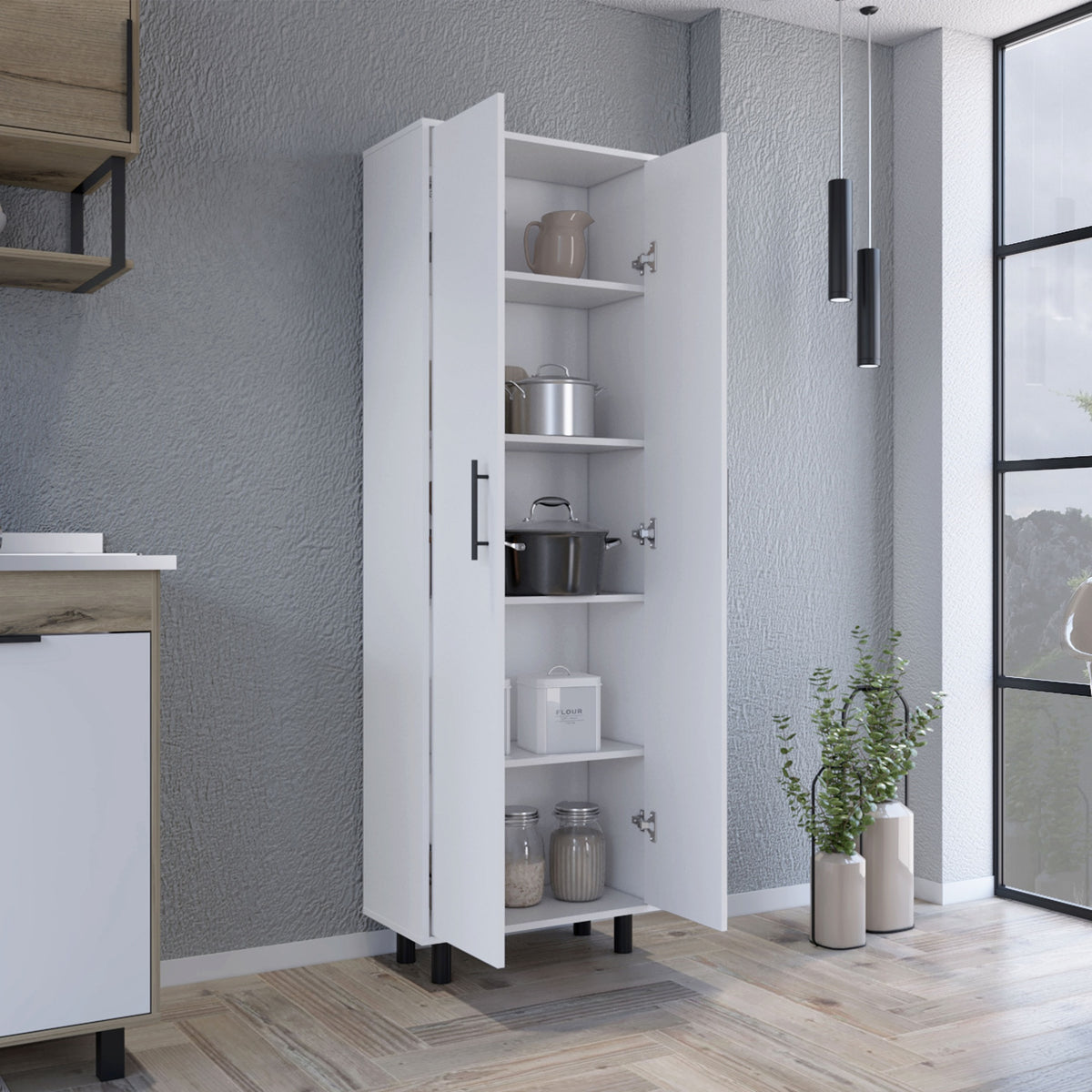 Multistorage Manacor, Five Shelves, White Finish