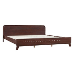 PINE SOLID WOOD KING SIZE BED, SOLID AND STABLE, NO BOX SPRING NEEDED, DARK WALNUT COLOR