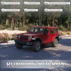 6 Inch Powder Coated Running Boards Side Steps For 2018-2026 Jeep Wrangler JL 4 Door