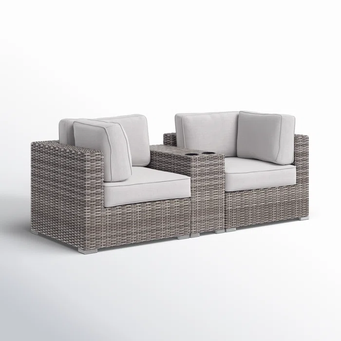 79'' Outdoor Loveseat – High-Density Polyethylene (HDPE) Wicker Seating