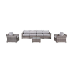 LSI Fully Assembled Outdoor Wicker Seating Group for 6 with Cushions