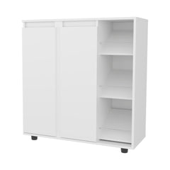 White 2-Door Shoe Storage Cabinet with 8 Enclosed Shelf