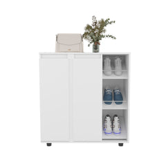 White 2-Door Shoe Storage Cabinet with 8 Enclosed Shelf