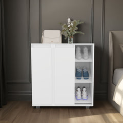 White 2-Door Shoe Storage Cabinet with 8 Enclosed Shelf