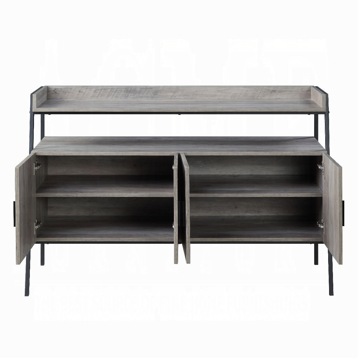 Grey Oak and Black 4-Door TV Stand