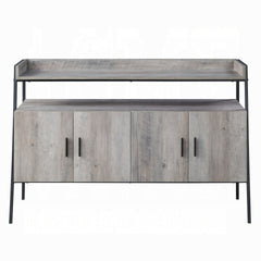 Grey Oak and Black 4-Door TV Stand