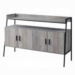 Grey Oak and Black 4-Door TV Stand