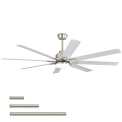 52-Inch Smart Ceiling Fan With Lights,6 Wind Speed,With 8 White ABS Blades,Voice Remote,Fan For Bedroom,Living Room,Patio,Kitchen