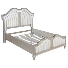 Katerina Ivory and Silver Oak Queen Platform Bed with LED Light