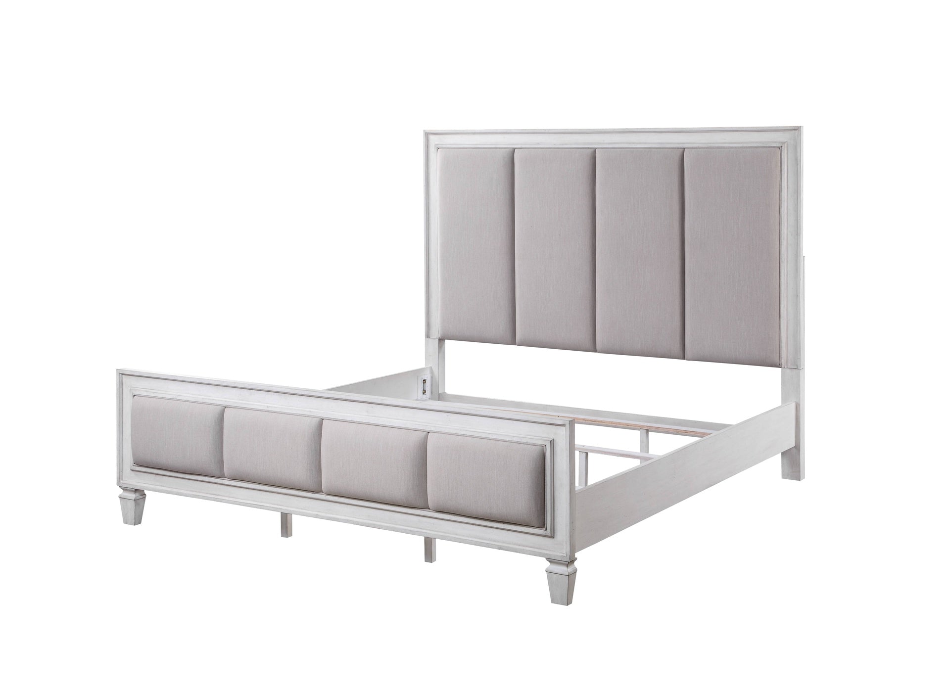 Katia Light Gray Linen, Rustic Gray & Weathered White Finish E. King Bed