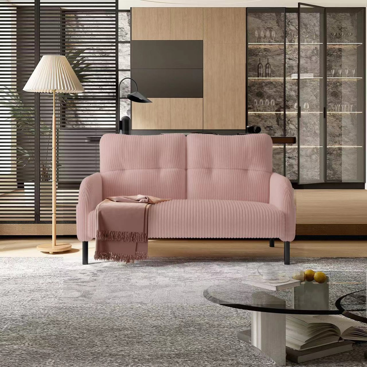 UNITED WE WIN corduroy fabric, comfortable monochrome double sofa, suitable for living rooms and bedrooms