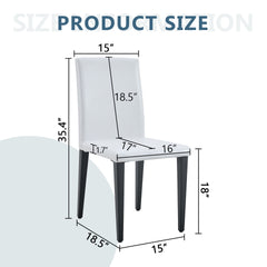 Set of 2 White PU Dining Chairs: 35.4" High, 18.5" Ergonomic Backrest, 17"×16" Sponge Seat, Perfect for Dining Room, Home Office & Living Space, Stylish & Comfortable.Black Metal Leg.