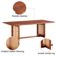 Chinese style log wind Imitation rattan Walnut color tea table rectangular solid wood coffee low table small family living room tea table .W115191497