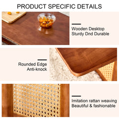 Chinese style log wind Imitation rattan Walnut color tea table rectangular solid wood coffee low table small family living room tea table .W115191497