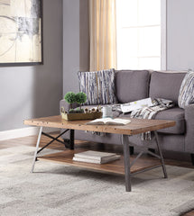 Ikram Weathered Oak & Sandy Black Finish Coffee Table
