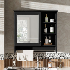 30 inch Wall-Mount 2-in-1 Mirror Cabinet with Adjustable Shelf, Soft-Closing Hinges, High-Quality MDF, for Bathroom Vanity, Living Room, Bedroom Storage Organizer