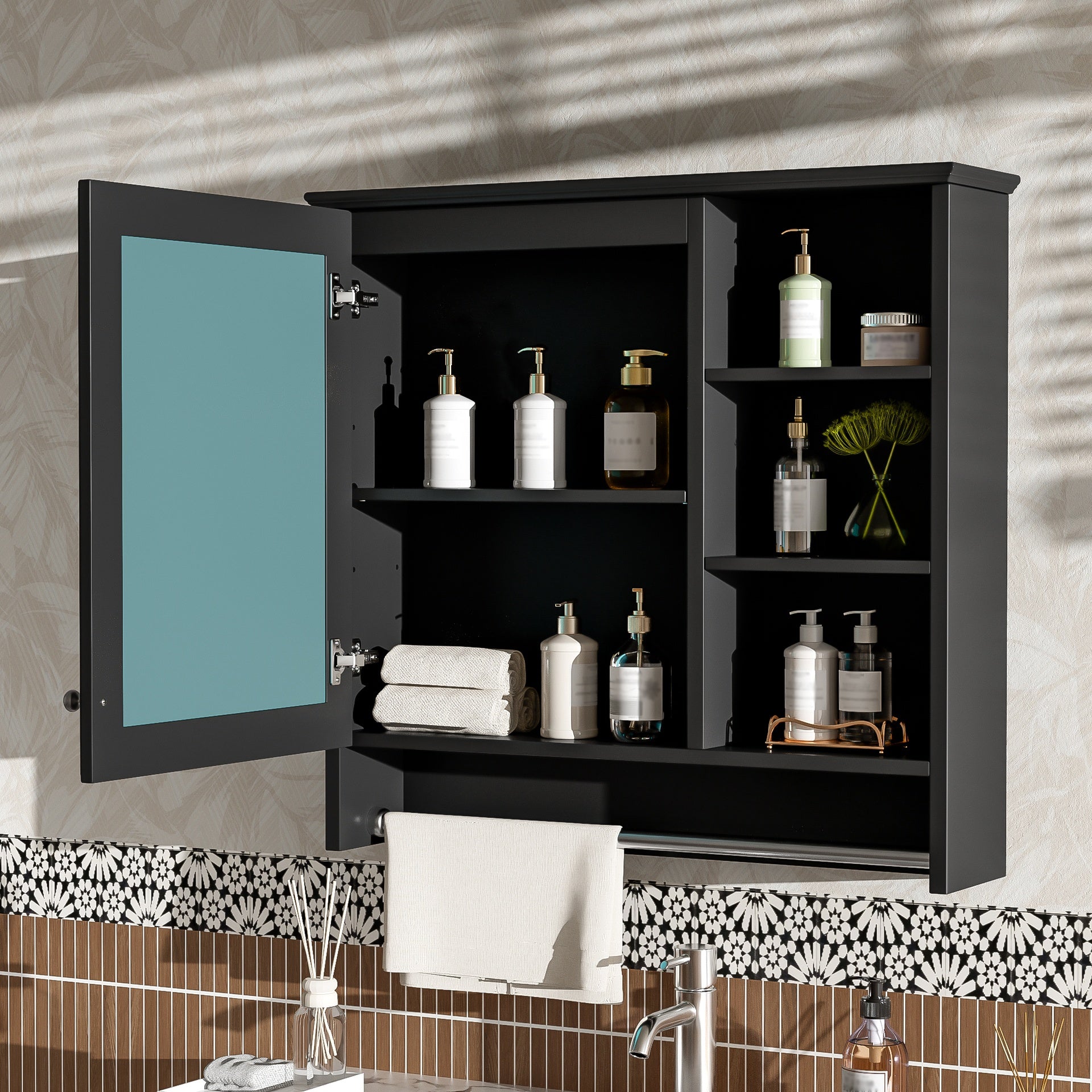 30 inch Wall-Mount 2-in-1 Mirror Cabinet with Adjustable Shelf, Soft-Closing Hinges, High-Quality MDF, for Bathroom Vanity, Living Room, Bedroom Storage Organizer