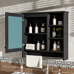 30 inch Wall-Mount 2-in-1 Mirror Cabinet with Adjustable Shelf, Soft-Closing Hinges, High-Quality MDF, for Bathroom Vanity, Living Room, Bedroom Storage Organizer