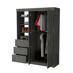 Smokey Oak 3-Tier Shelf Armoire