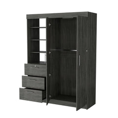 Smokey Oak 3-Tier Shelf Armoire