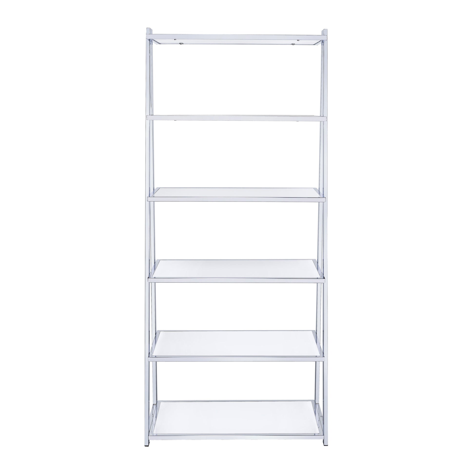 White and Chrome Bookshelf with 6 Shelves