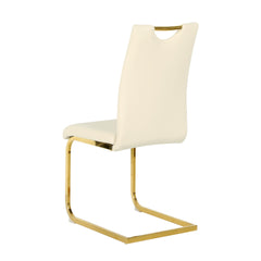 Modern PU dining chair Living room chair Upholstered chair, gold metal chair leg design, kitchen, living room, bedroom, dining room side chair (Set of 2)