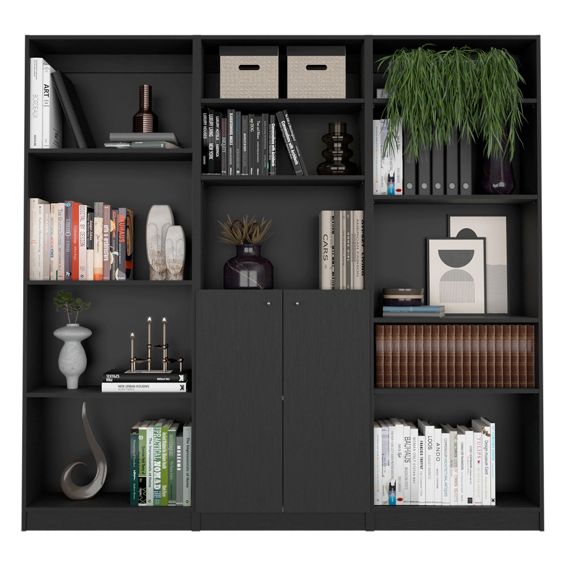 Wenge 3 Piece Living Room Set with 3 Bookcases