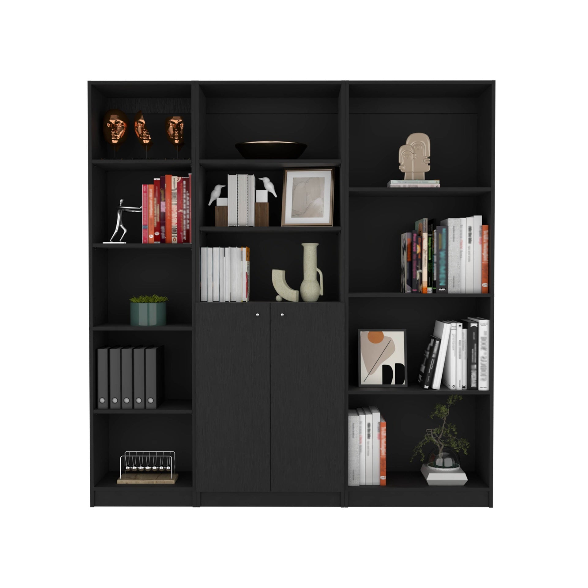 Wenge 3 Piece Living Room Set with 3 Bookcases