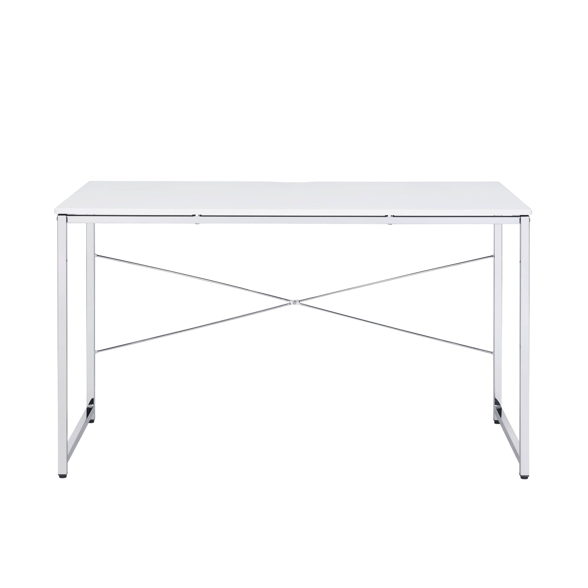 White and Chrome Writing Desk with Sled Base