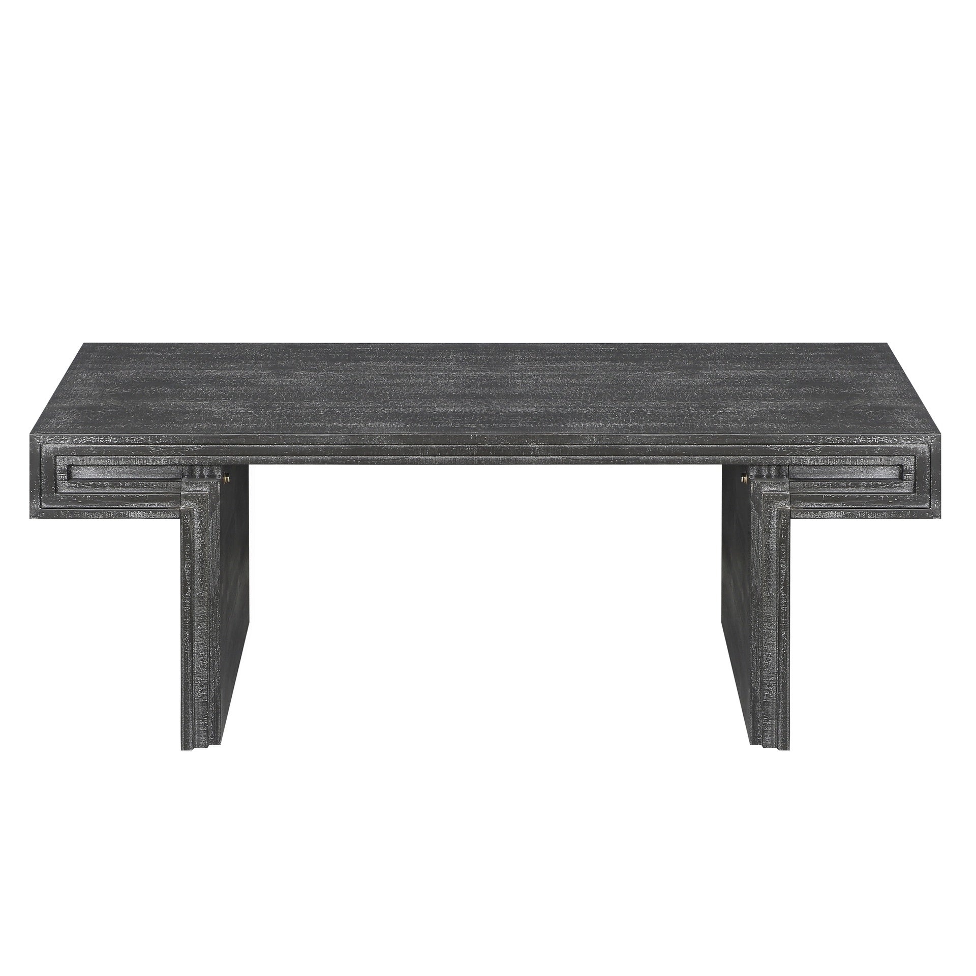 American Vintage Industrial Coffee Table, Premium Reclaimed Wood Texture Rectangular Design, Double-Tier Structure with Rustic Finish, Easy Assembly for Living Room & Office, Antique Black