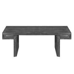 American Vintage Industrial Coffee Table, Premium Reclaimed Wood Texture Rectangular Design, Double-Tier Structure with Rustic Finish, Easy Assembly for Living Room & Office, Antique Black