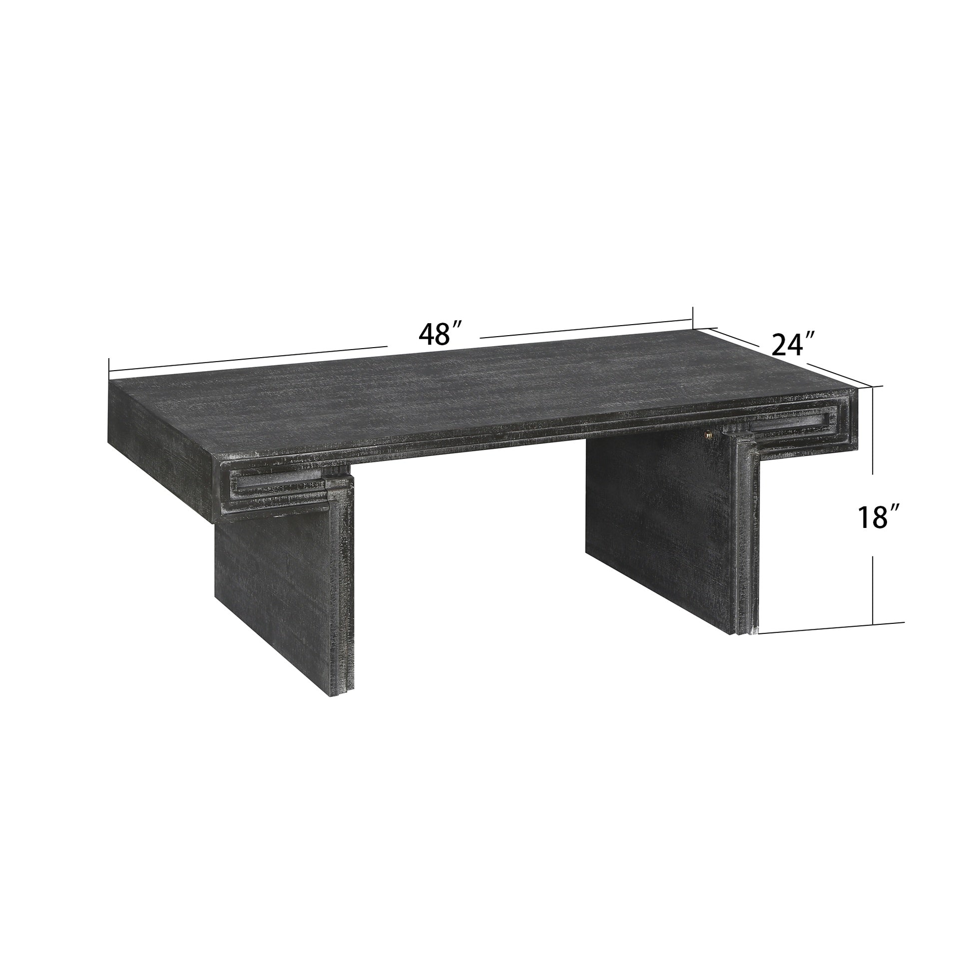 American Vintage Industrial Coffee Table, Premium Reclaimed Wood Texture Rectangular Design, Double-Tier Structure with Rustic Finish, Easy Assembly for Living Room & Office, Antique Black