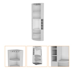 White 5 Large Shelves Corner Bar Cabinet