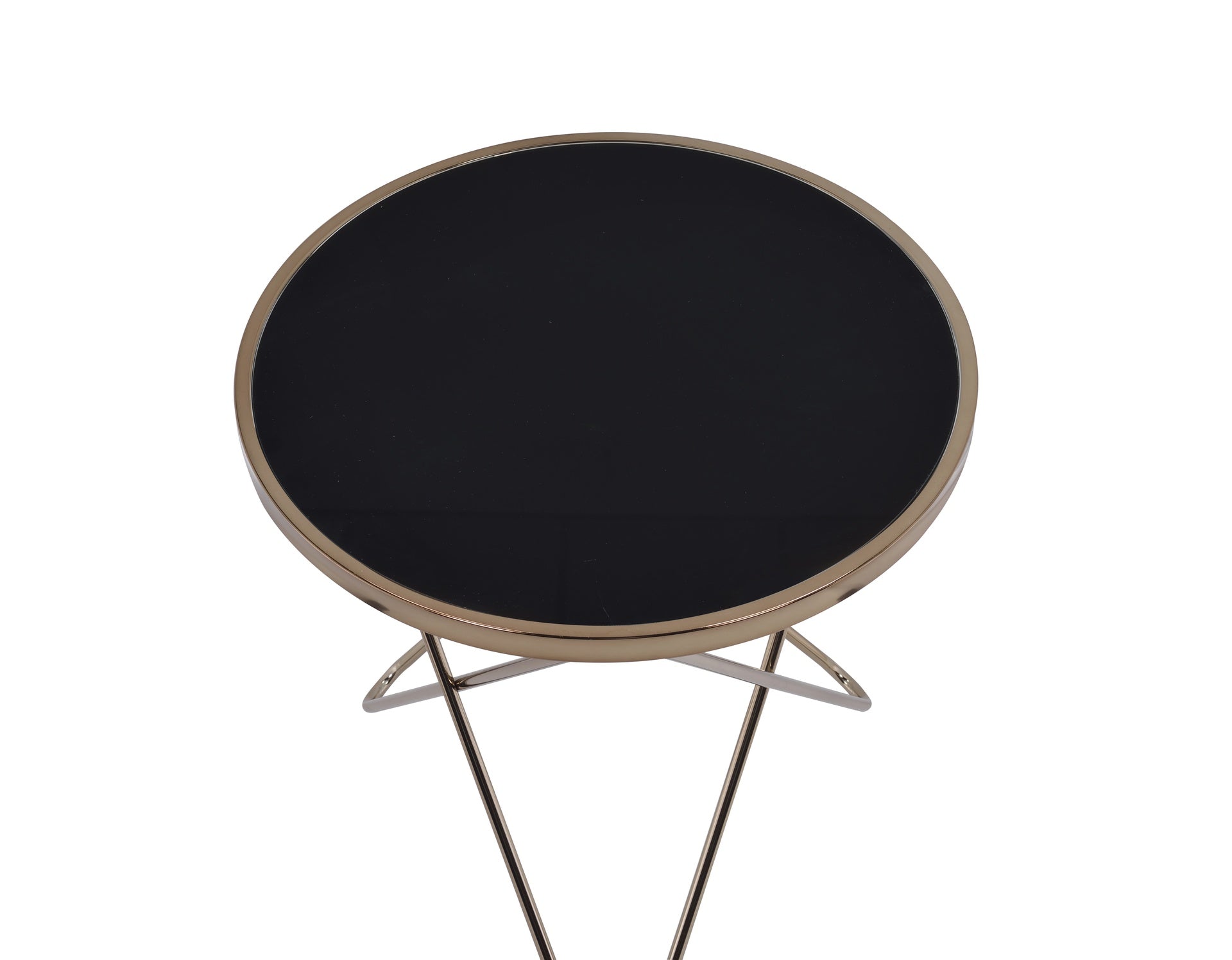 Valora Black Glass & Champagne Finish End Table