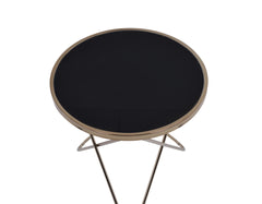Valora Black Glass & Champagne Finish End Table