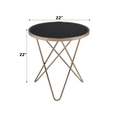 Valora Black Glass & Champagne Finish End Table