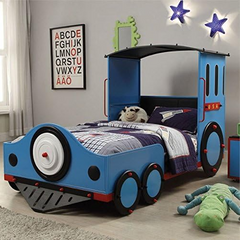 Tobi Blue, Red & Black Finish Twin Bed