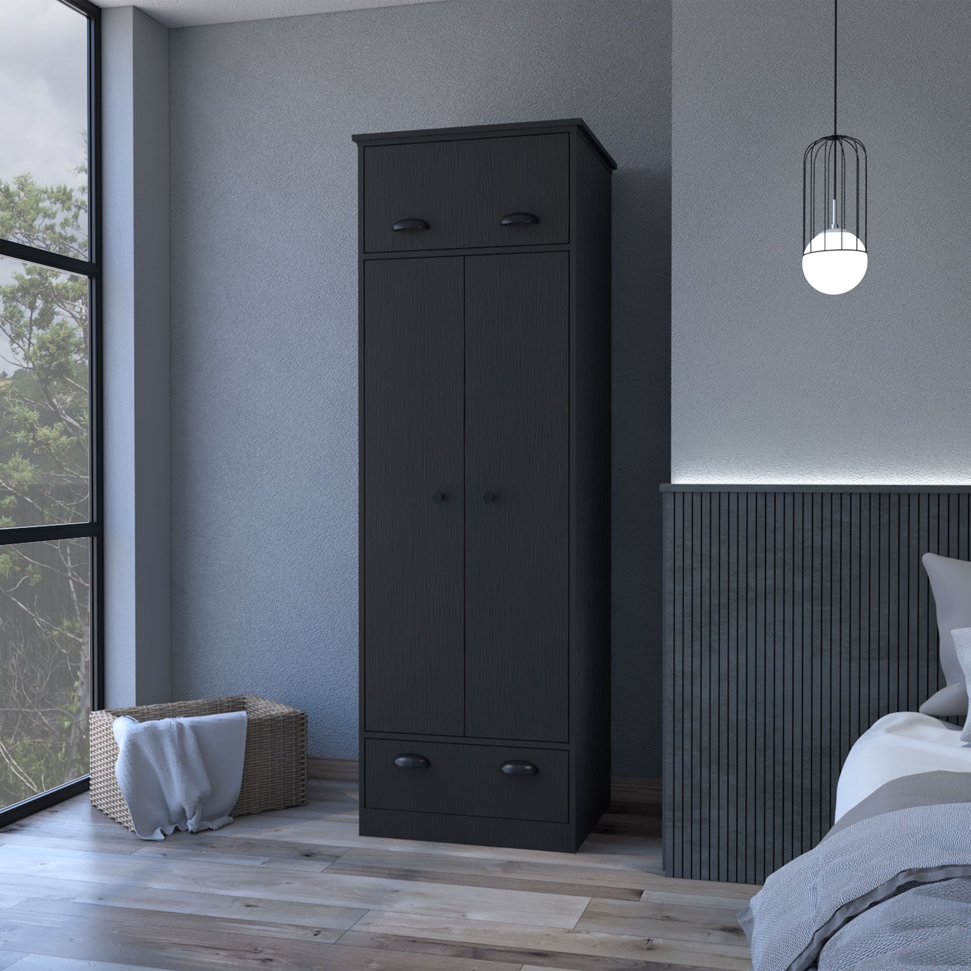 Double Door and 1-Drawer Armoire Wenge