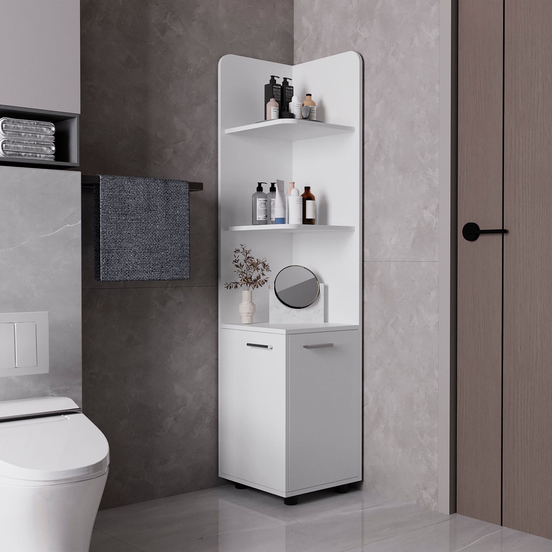 Klay 2-Door 4-Shelf Tall Storage Cabinet White