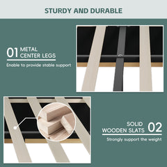 Queen Size Upholstered Platform Bed with Panel, Platform Bed Frame with Anti-Collision Soft Rounded Corners, Stable and Solid, No Box Spring Needed, Easy Assembly, Green