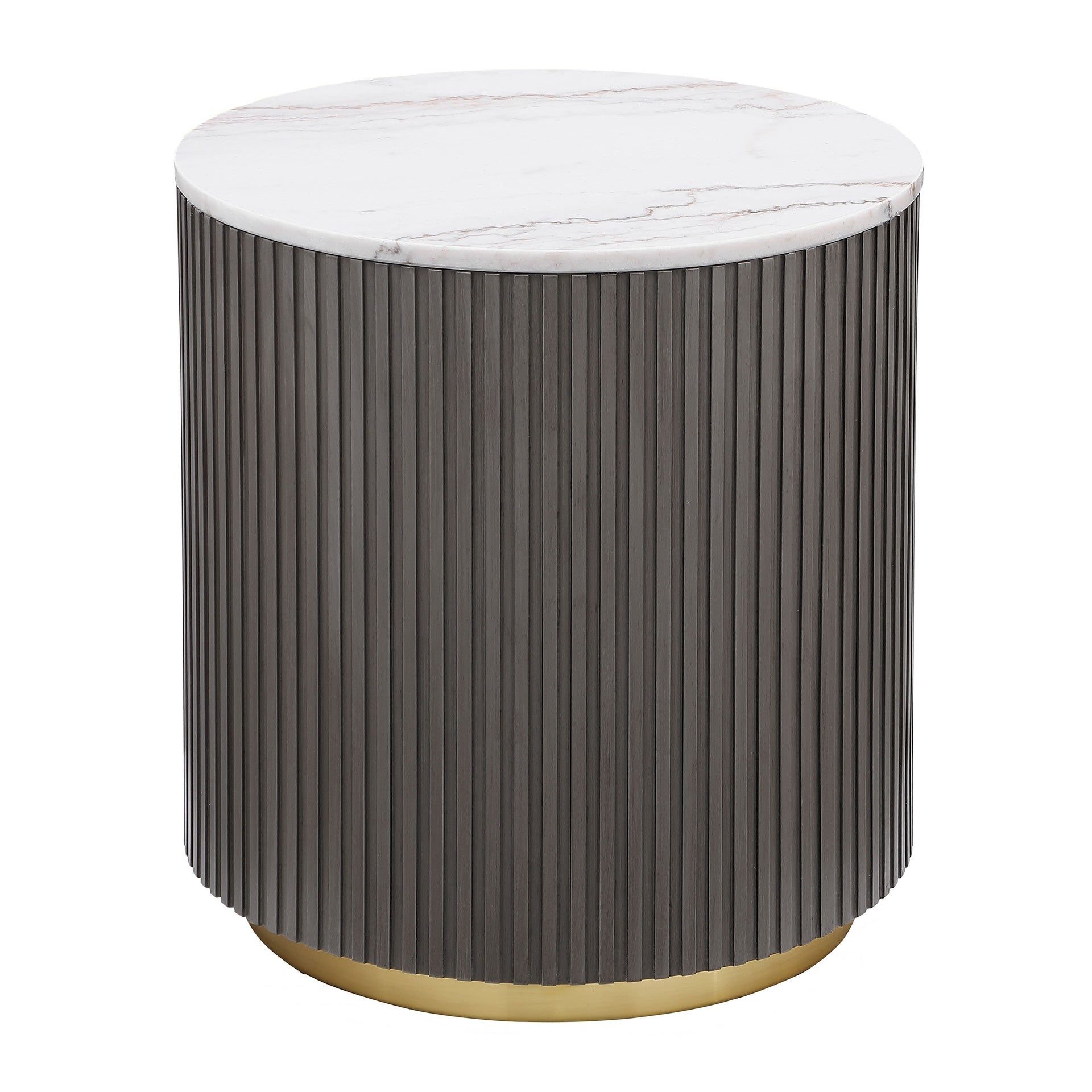 Sennewald White and Charcoal Round Marble Top Side End Table