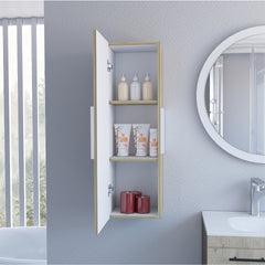 Light Oak and White 3-Shelf Rectangle Medicine Cabinet