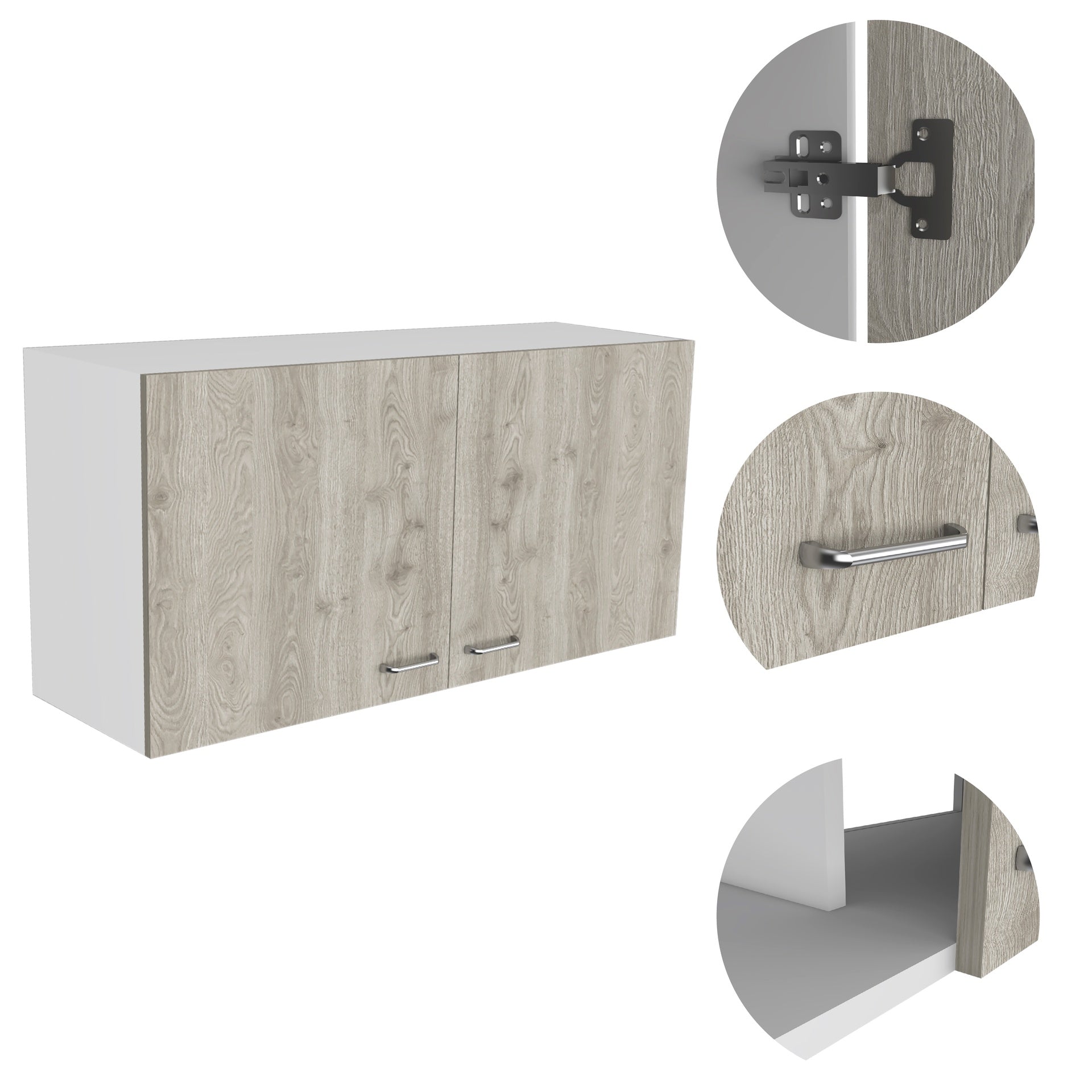 White and Light Grey 2-Door 2-Compartment Wall Cabinet